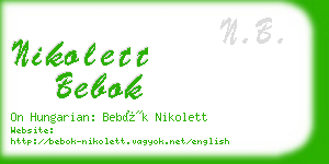 nikolett bebok business card